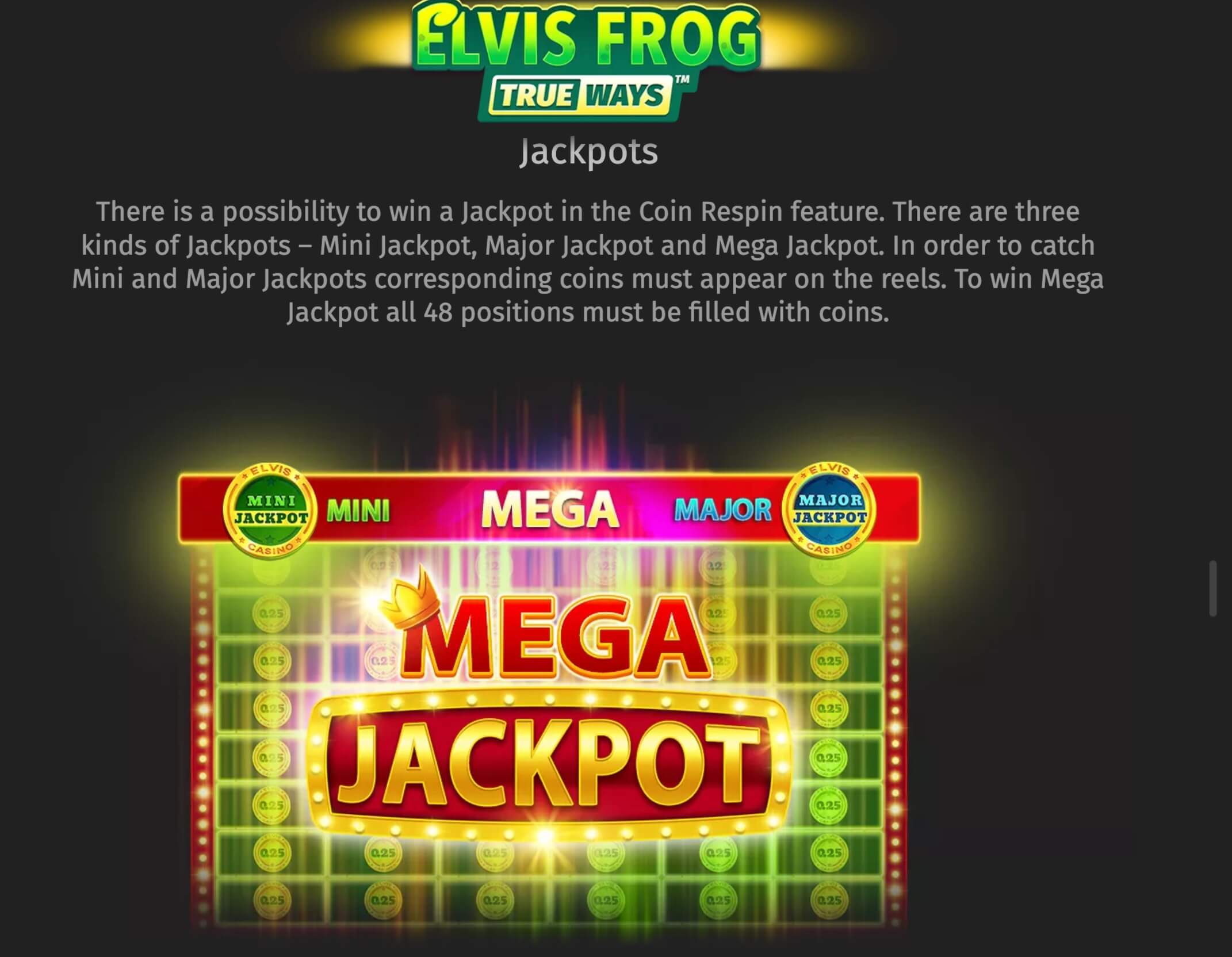 Écran de gain du Mega Jackpot